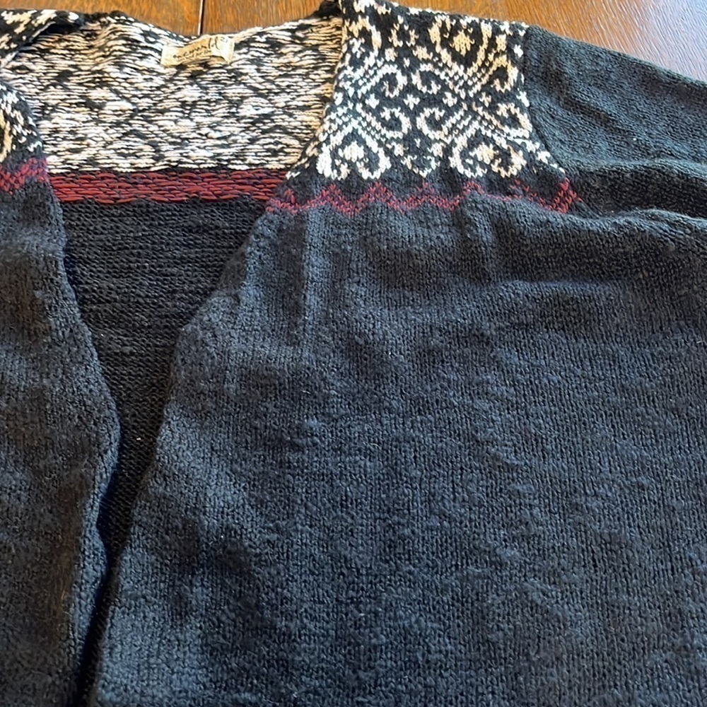 One World open cardigan long black with designed sections long sleeves size 2X - Picture 11 of 14